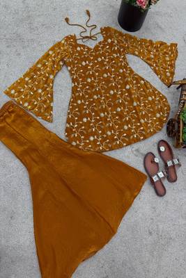 Mustard floral embroidered blouse 3