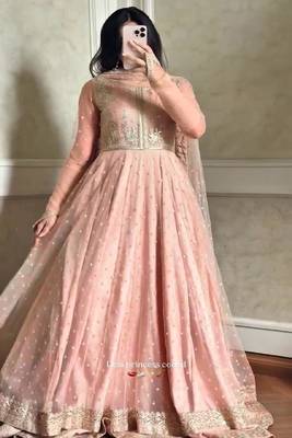 Blush pink embroidered anarkali gown 1