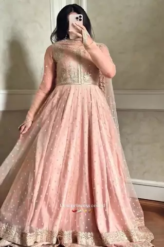 Blush pink embroidered anarkali gown