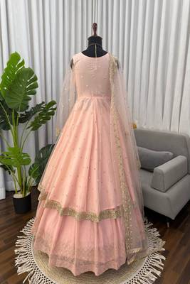 Blush pink embroidered anarkali gown 2