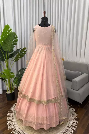 Blush pink embroidered anarkali gown