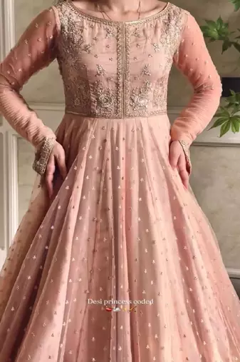 Blush pink embroidered anarkali gown