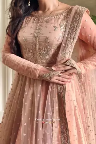 Blush pink embroidered anarkali gown