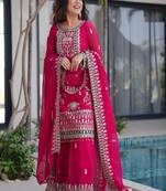 Deep pink heavy embroidered lehenga set