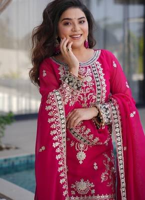 Deep pink heavy embroidered lehenga set 2