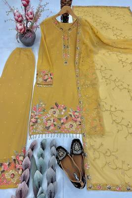 Mustard yellow floral palazzo suit 4