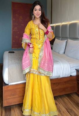 Bright yellow sharara set 1