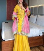 Bright yellow sharara set