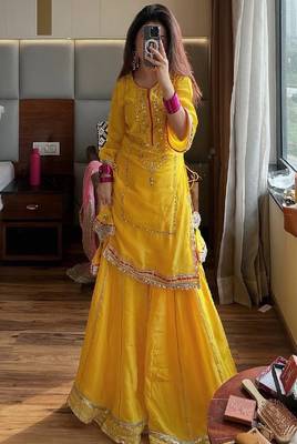Bright yellow sharara set 2
