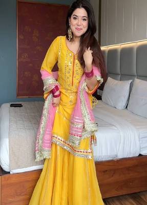 Bright yellow sharara set 3