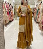 Mustard embroidered suit set
