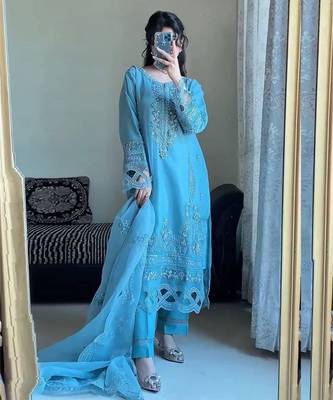 Powder blue embroidered suit 1