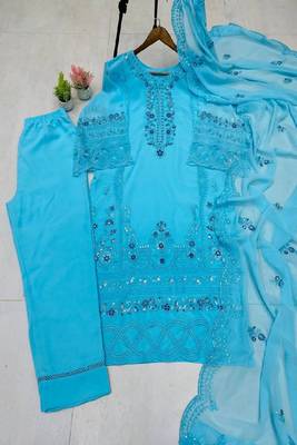 Powder blue embroidered suit 4