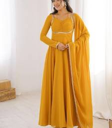 Dark yellow anarkali gown with dupatta