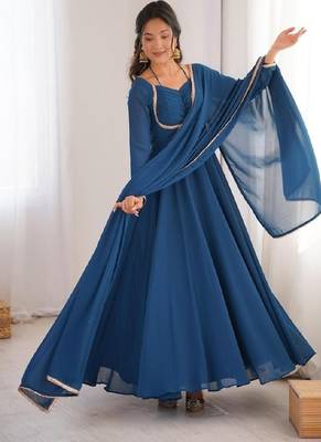 Dark blue anarkali dress 1