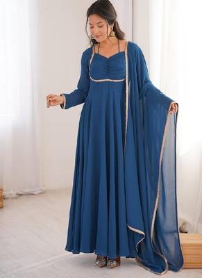 Dark blue anarkali dress 2