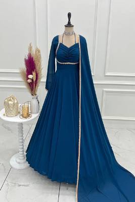 Dark blue anarkali dress 4
