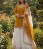 White & yellow sharara set