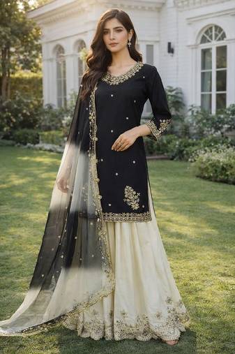 Black& white sharara set