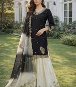Black& white sharara set