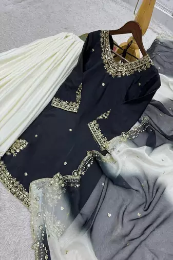Black& white sharara set