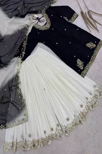 Black& white sharara set