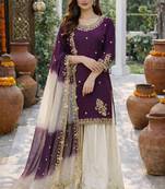 White & purple sharara set