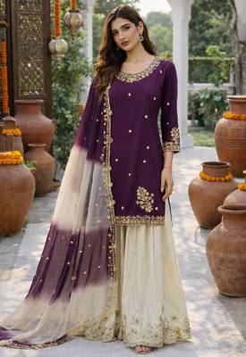 White & purple sharara set 2