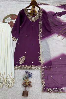 White & purple sharara set 3