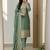 Sage green embroidered straight suit set