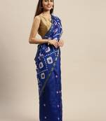 Blue Hand Dyed Bandhani Art Silk With Zari Border Saree