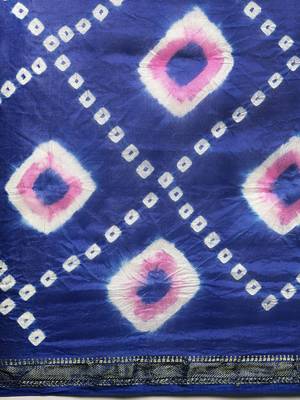 blue art silk bandhani dyed zari border saree 3