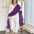 Women's white viscose rayon embroidered kurta pant set with chinon dupatta
