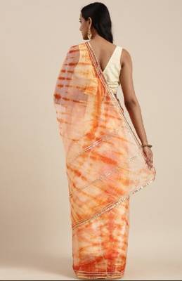 peach organza shibori printed saree 5