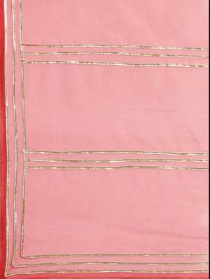 peach organza lace work saree party wear 4