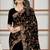 Black sequin zari resham embroidered work georgette designer saree for women
