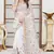 White sequin zari resham embroidered work georgette designer saree for women