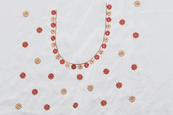 White sequin zari resham embroidered work georgette designer saree for women 5