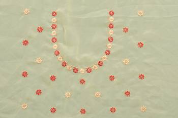 Beige sequin zari resham embroidered work georgette designer saree for women 5