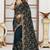 Teal blue sequin zari resham embroidered work georgette designer saree for women