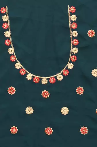 Teal blue sequin zari resham embroidered work georgette designer saree for women