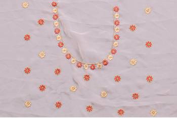 Lavender sequin zari resham embroidered work georgette designer saree for women 5