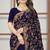 Navy blue sequin zari resham embroidered work georgette designer saree for women