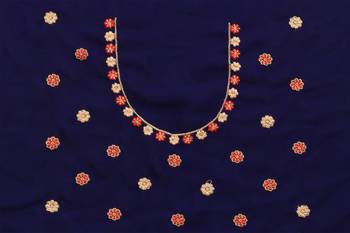 Navy blue sequin zari resham embroidered work georgette designer saree for women 5