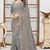 Grey sequin zari resham embroidered work georgette designer saree for women