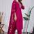 Women's pink rayon slub sequin embroidered kurta pant set with chanderi dupatta
