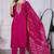 Women's pink rayon slub sequin embroidered kurta pant set with chanderi dupatta