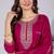 Women's pink rayon slub sequin embroidered kurta pant set with chanderi dupatta