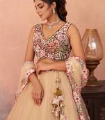 Brown- Net Sequins Embroidered Omber Brown Semi-Stitched Lehenga choli & Dupatta