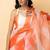 Orange & White Shaded Organza Hand Dyed Leheriya Saree With Tassels